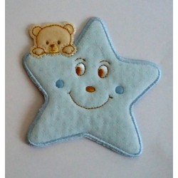 Iron-on Patch - Light Blue Star with Teddy Bear